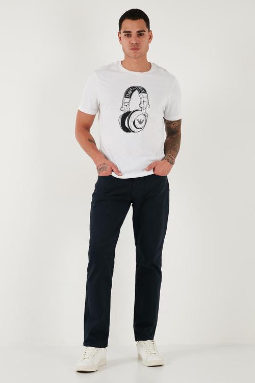 Pamuklu Comfort Fit Normal Bel Boru Paça Jeans Erkek Kot Pantolon 4412C19TEXAS LACİVERT