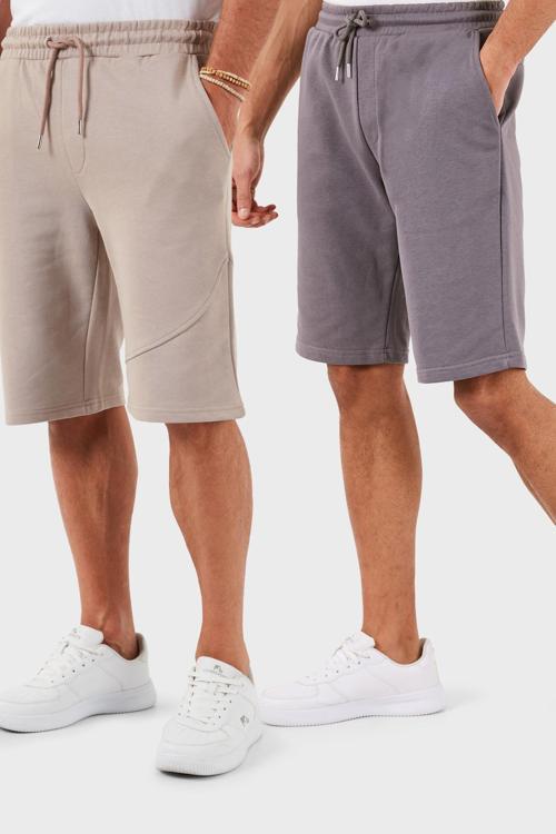 Pamuklu Regular Fit Normal Bel Cepli 2'li Paket Erkek Şort 590804142S2 Antrasit-Bej