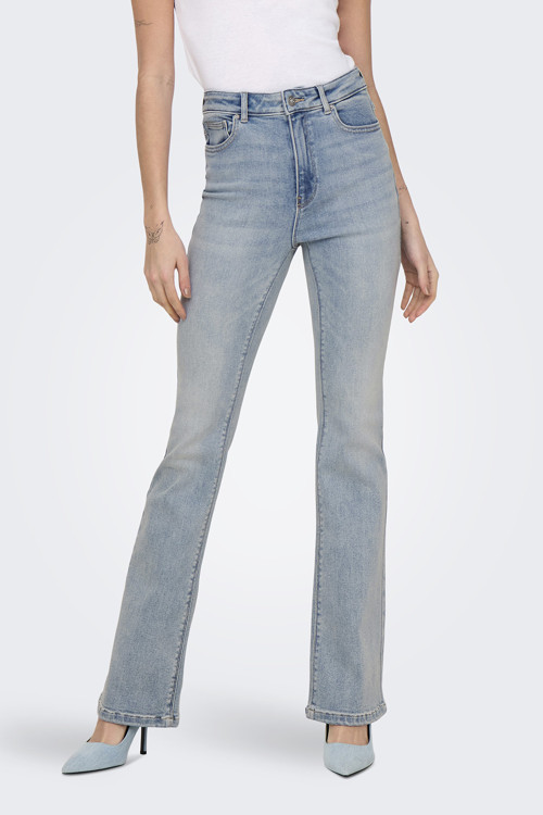 Onlmila Streç Pamuklu Yüksek Bel İspanyol Paça Flare Jeans Bayan Kot Pantolon 15313328 AÇIK MAVİ