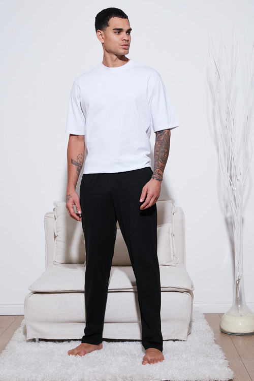 Pamuklu Regular Fit Normal Bel Düz Paça Cepli Erkek Pijama Altı 6574003 SİYAH