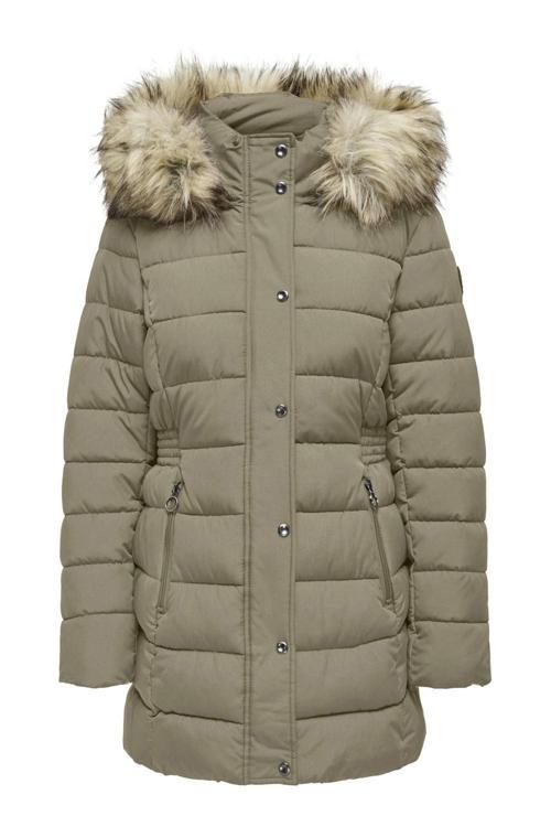 Onlnewluna Kapitoneli Regular Fit Kapüşonlu Şişme Bayan Mont 15304781 TAŞ