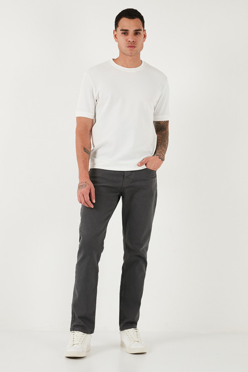 Pamuklu Comfort Fit Normal Bel Boru Paça Jeans Erkek Kot Pantolon 4412C19TEXAS ANTRASİT