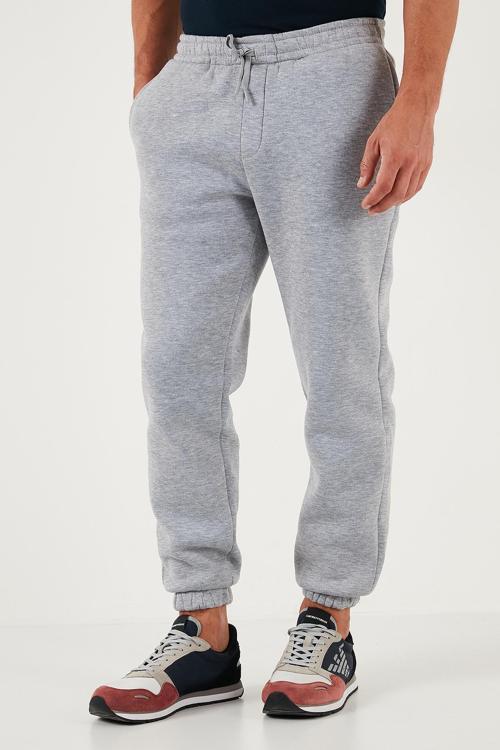Pamuklu Regular Fit Normal Bel Lastikli Paça Cepli Erkek Eşofman Altı 59080153W4 GRİ MELANJ