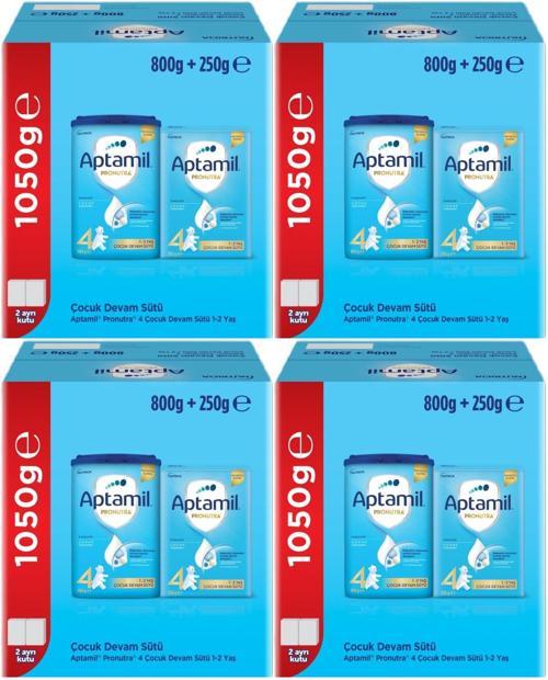 Nutrıcıa Aptamil Pronutra 800GR+250GR Toplam: 1050GR Devam Sütü No:4 (1 Yaş ve Üzeri) (4 Lü Set)