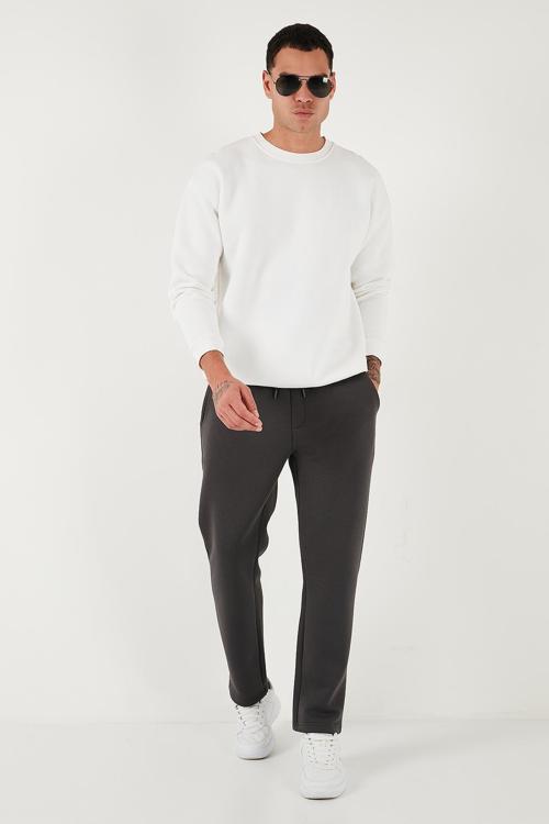 Pamuklu Regular Fit Normal Bel Şardonlu Erkek Eşofman Altı 5908040 ANTRASİT
