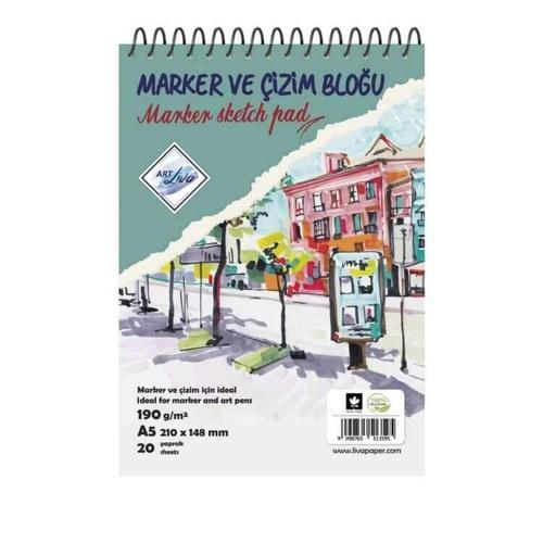 Marker ve Çizim Defteri 190 gr. A5 20 yaprak