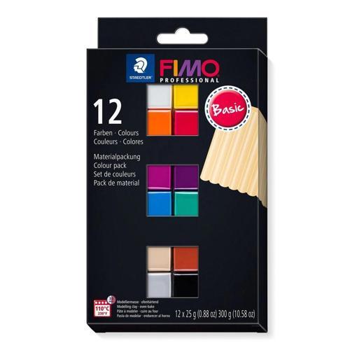 Fimo Professional Polimer Kil Seti 12 Renk x 25 gr. Basic Renkler