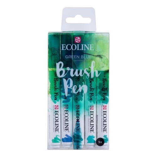 Ecoline Brush Pen Fırça Uçlu Kalem Seti 5 Renk GREEN BLUE COLOURS