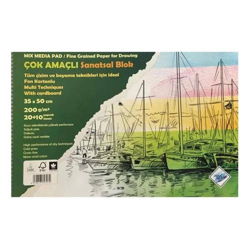 Resim Defteri Fon Kartonlu 35x50 200 Gr.20+10 Yp. (SD-405)