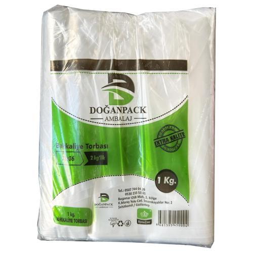 Doğanpack Şeffaf Naylon 2 lik 23x36 Cm. Bakkaliye Poşeti Torbası - 1 Kg. - Ort. 190 Adet - 1 Paket