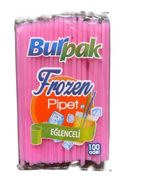 Frozen Kalın Kokteyl Buzlu İçecek Pipet - Düz - Pembe - 22 Cm. - 8 mm. -100 Adetlik Paket