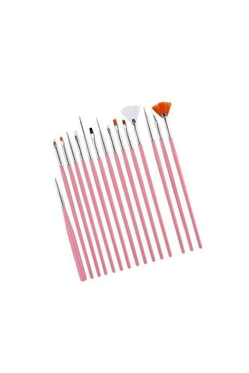 15'Li Pembe Nail Art Fırçası