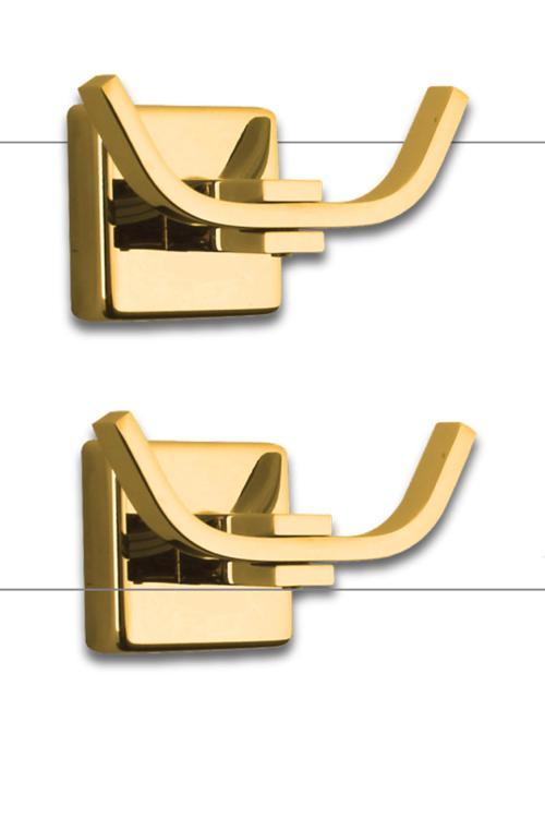 Paslanmaz Pirinç Çifli Bornozluk Havlu Askısı Altın 2 Adet