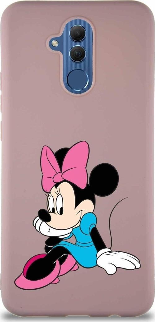 Huawei Mate 20 Lite Soft Premier Kapak Minnie Mouse-E Tasarımlı Silikon Kılıf - Pudra
