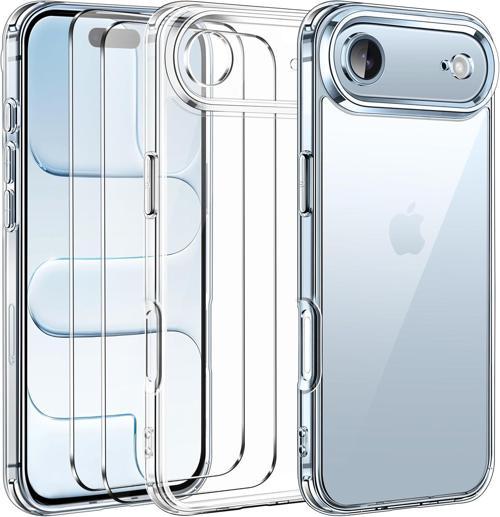 iPhone Air Kılıf Şeffaf Silikon / Cam Ekran Koruyucu Seti
