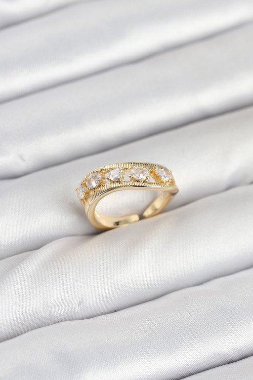 Pirinç Gold Renk Zirkon Taşlı Kadın Yüzük - EBJ250927W37959