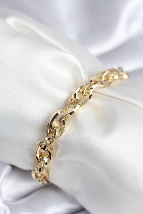 Pirinç Gold Renk Zincir Model Kadın Bileklik - EBJ250927W38005