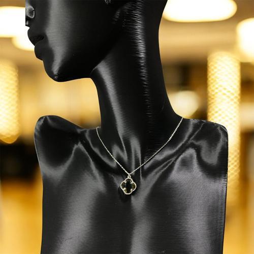 925 Ayar Gümüş  Yeşil Kuvars Taşlı Şans Yoncası Van Cleef  Kolye Kadın Takı