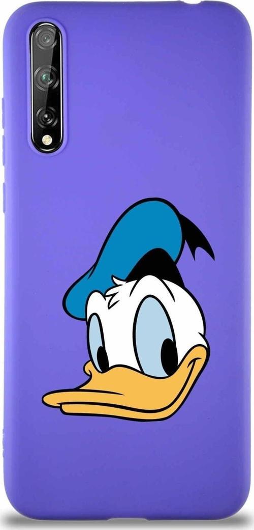 Huawei P Smart S Soft Premier Kapak Donald Duck-B Tasarımlı Silikon Kılıf - Mor