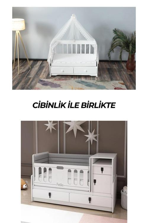 R 131 Beyaz Büyüyebilen Cibinlikli Beşik