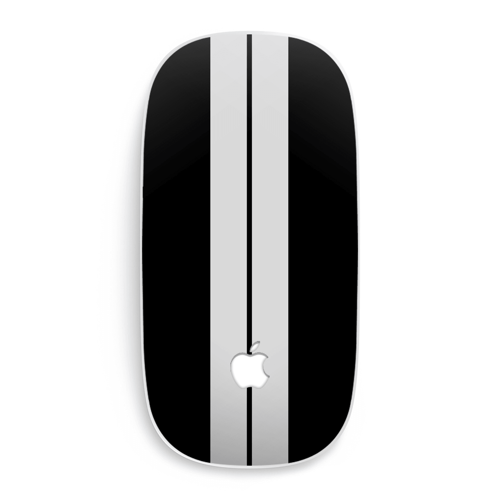 Apple Magic Mouse 1/2 Kaplama Siyah Çift Beyaz Şerit