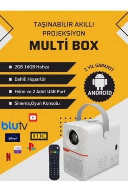 T6 Promax Android Projektör Wifi Bluetooth 240 Inç Ekran Yansıtma Dahili Hoparlör