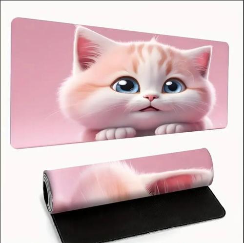 70X30 CM BÜYÜK SEVİMLİ KEDİ TEMALI KAYDIRMAZ TABAN SPEED YÜZEY OYUNCU MOUSE PAD GAMİNG