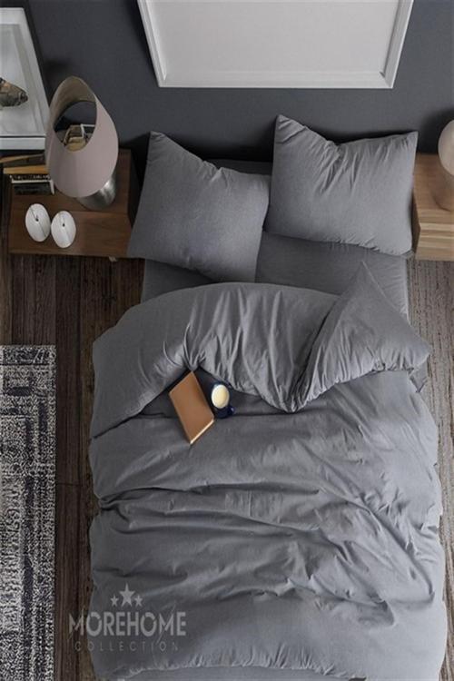 Tek Kişilik Nevresim Seti + Yastık Kılıfı Antrasit