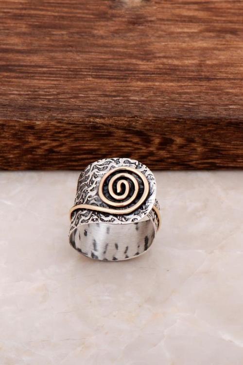 Çekiç Dövme Salyangoz Tasarım Gümüş Yüzük 2861