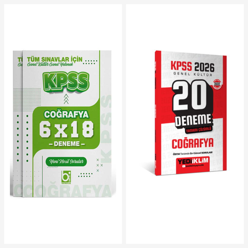 Yediiklim 2026 KPSS Genel Kültür Coğrafya Tamamı Çözümlü 20 + 6 Deneme Seti Yediiklim ve Bigelio Yay