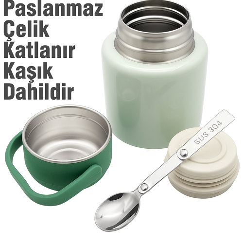 Çelik Mama Termosu sıcak veya soğuk yiyecekler için öğle yemeği termosu 500 ml