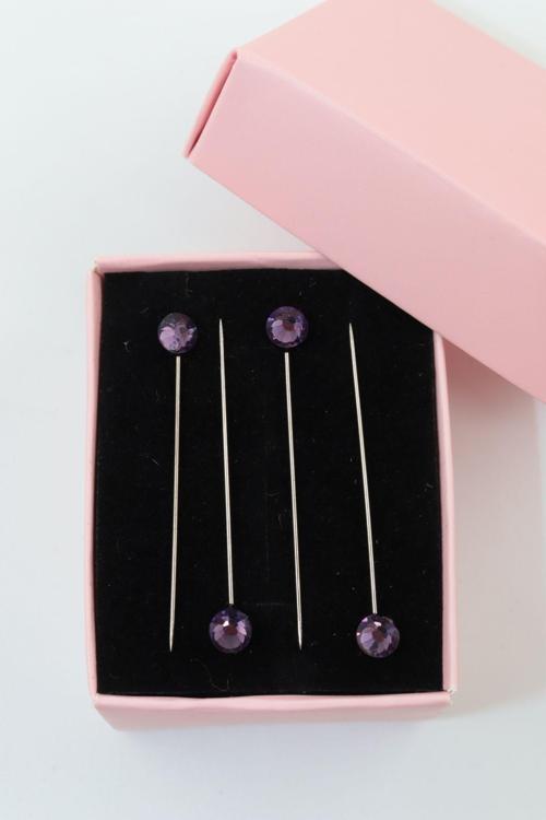 4lü Pırlanta Taşlı Mor Eşarp Iğnesi. Eşarp Iğnesi. Şal Iğnesi. Türban Iğnesi. Başörtü Iğnesi