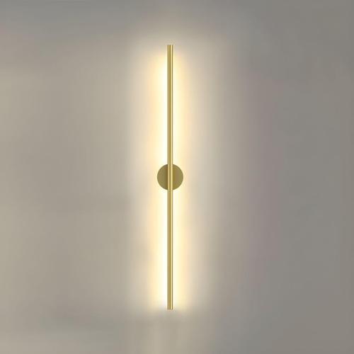 Modern Kablosuz Pilli Gün Işığı Led Aplik – Eskitme Gold 70 cm | Montajsız Duvar Lambası (Pil Dahil)