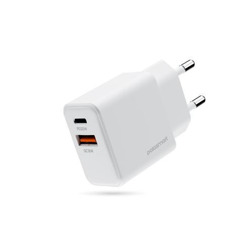 PBS136 Hızlı 1 USB 1 PD Çıkışlı 20W Şarj Adaptörü Duvar Şarjı Beyaz