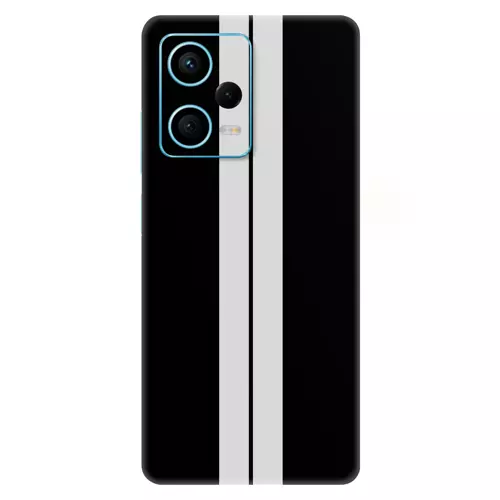 Xiaomi Redmi Note 12 Pro 5G Kaplama Siyah Çift Beyaz Şerit