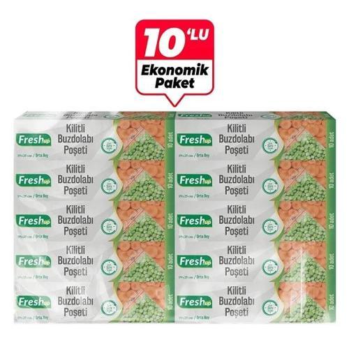 19x25cm Ekonomik Kilitli Buzdolabı Poşeti 10 Adet x 10 Paket