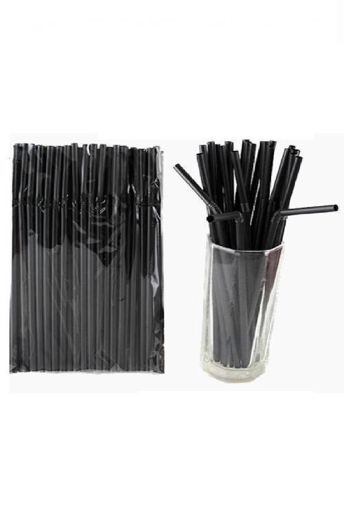 Jelatinli Körüklü Frozen Pipet Siyah 8mm x 23,5cm - 50 Adet