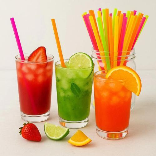 Fosforlu Renkli Pipet 5mm x 21cm - 50 Adet