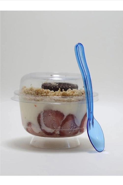 Transparan Parlak Mavi Dalgalı Dondurma-Tatlı Kaşık 50li