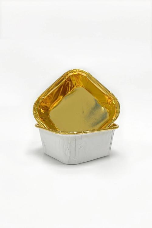 Muffin Kek Kapsülü Kare Beyaz-Altın 25li
