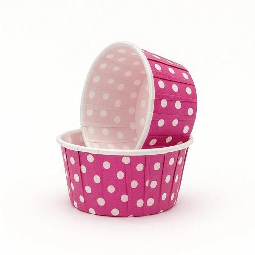 Muffin Kek Kapsülü Pembe Puantiye Büyük Boy 50li