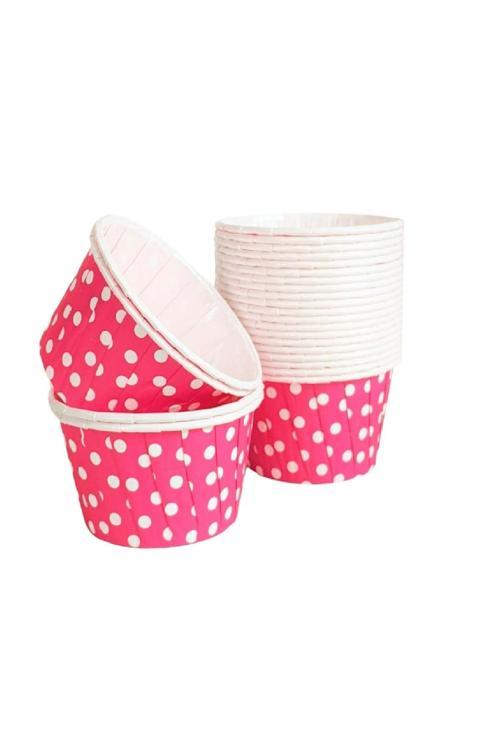 Muffin-Kek Kapsülü Fuşya Puantiyeli 50li