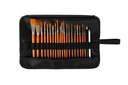 Rulo Fırça Cüzdanı / Çantası 24x35 cm. SİYAH (Kısa Fırçalık)