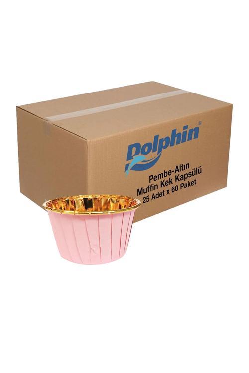 Muffin Kek Kapsülü Pembe-Altın 25 Adet x 60 Paket-Koli