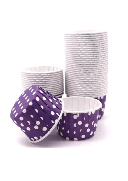 Muffin-Kek Kapsülü Mor Puantiyeli 50li