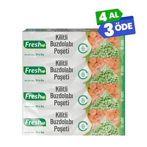 Kilitli Buzdolabı Poşeti Seti 19x25cm 10 Adet x 4 Paket