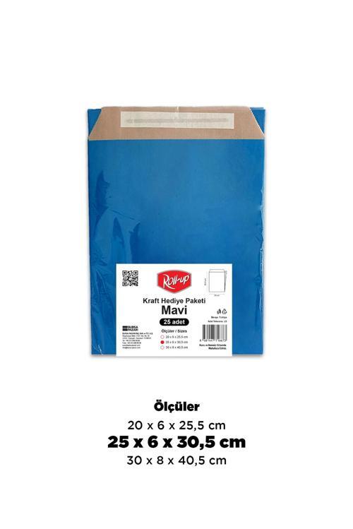 Kraft Hediye Paketi Mavi 25x6x30,5x4,5 25li