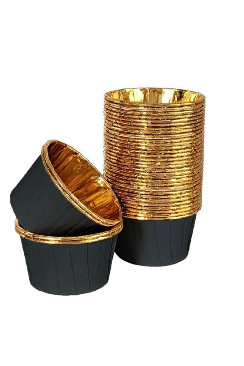 Muffin-Kek Kapsülü Siyah-Altın 25li