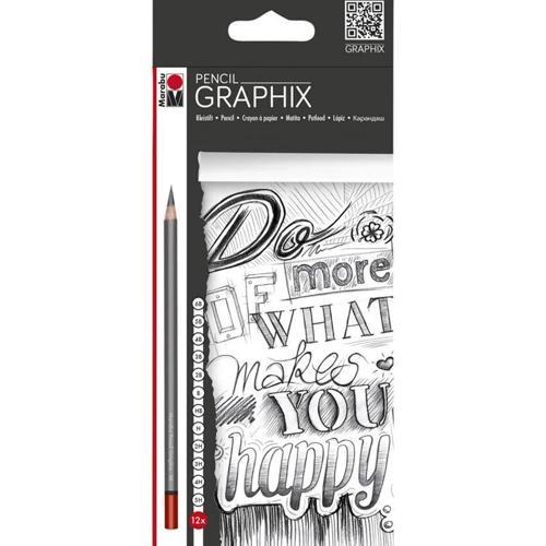 Graphix Pencil Dereceli Kalem Karakalem Eskiz Çizim Seti 12'li 6B-5H