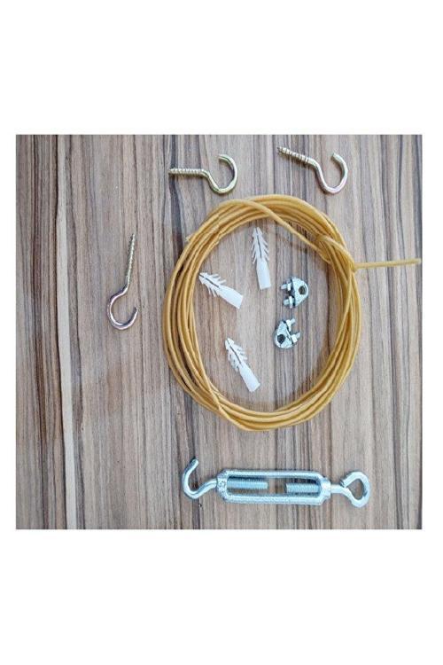 2,50 X 6 Metre Balkon Filesi Montaj Aparatları Balkon Ağı Montaj Malzemeleri Kanca Dubel Çelik Halat 